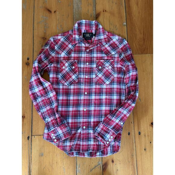 NWOT Women's Ralph Lauren RRL Vintage Plaid Snap Button Western Shirt size 2 - Picture 3 of 6